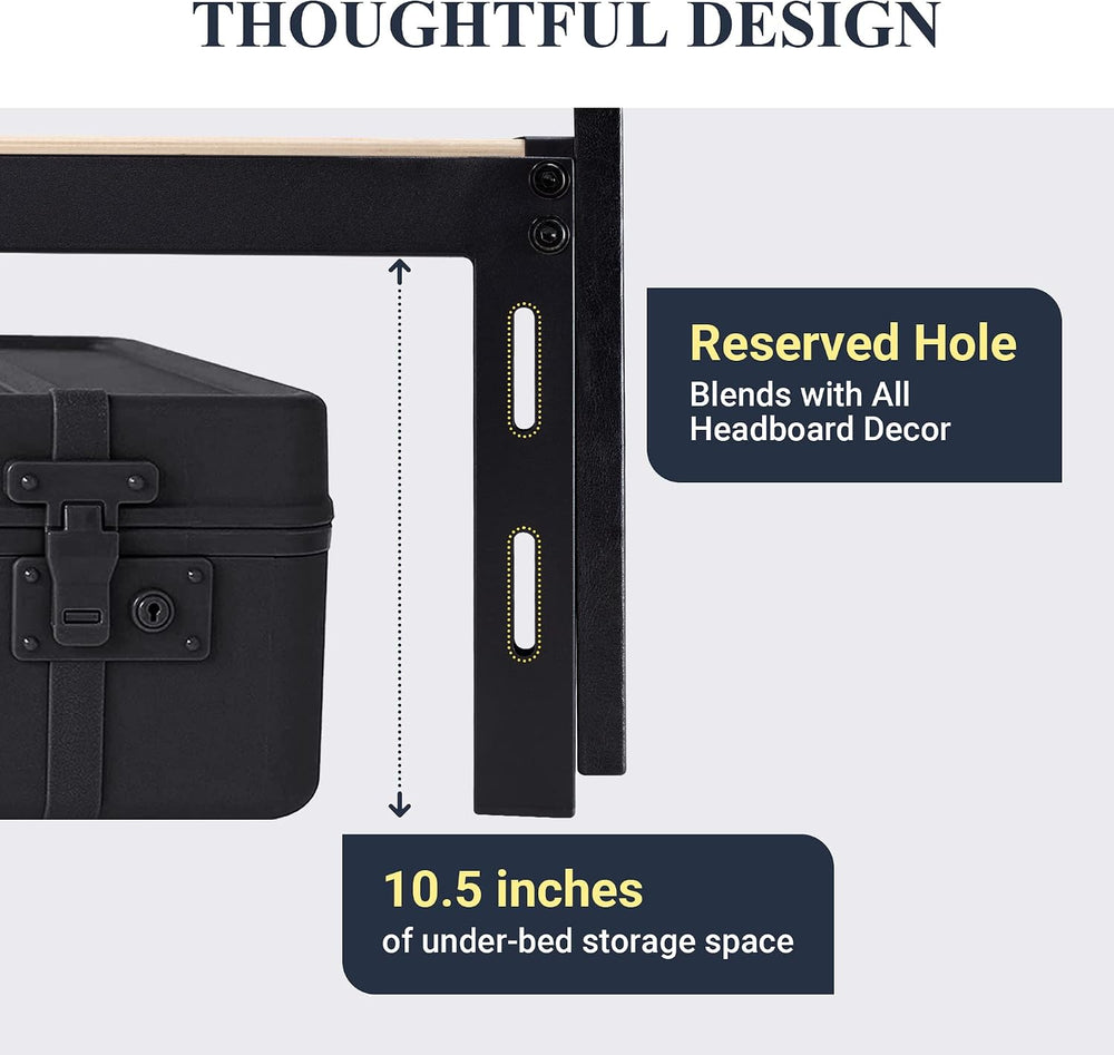 Allewie Full Size Platform Storage Bed Frame with 3 Drawers, Black
