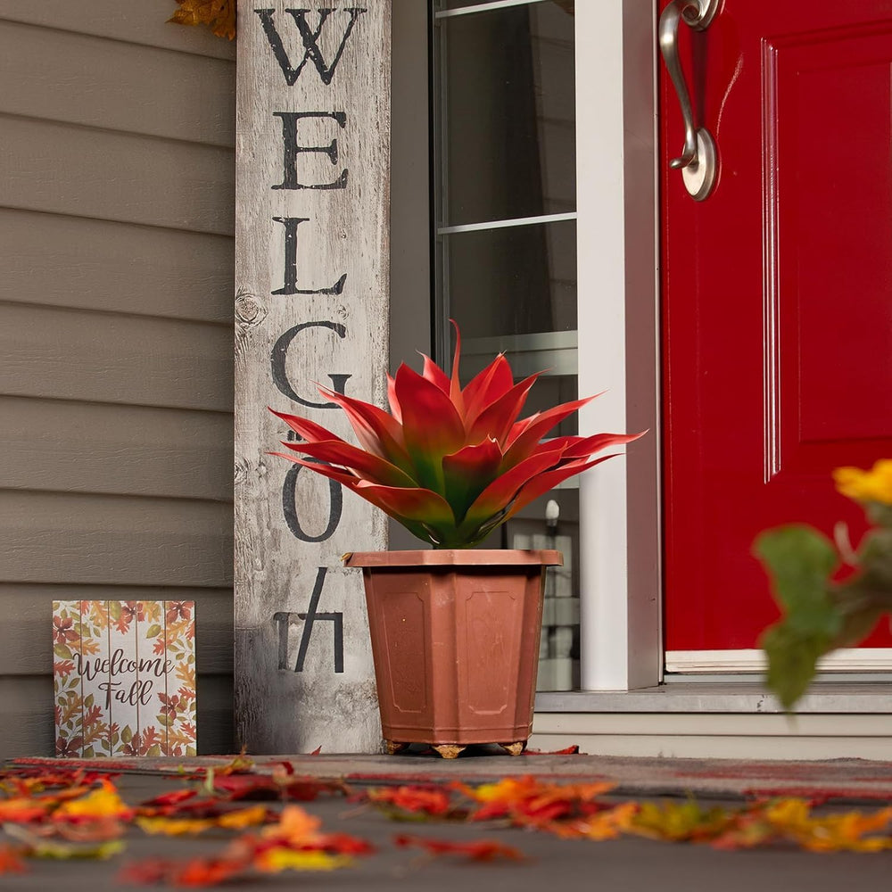 Velener Fall Fake Agave Artificial Plant, Red Fake Succulents Plant for Room ...