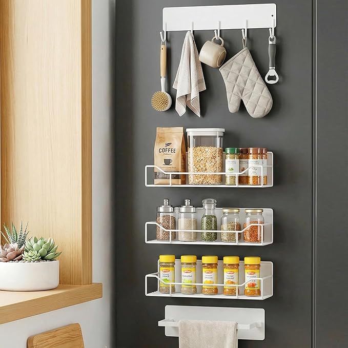 Magnetic Spice Rack for Refrigerator, 5 Pack Magnetic Fridge Organizer Shelves by Unknown