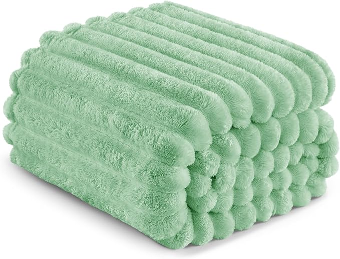 Exclusivo Mezcla Queen Size Flannel Fleece Blanket, Super Soft Striped Jacquard - Image 6