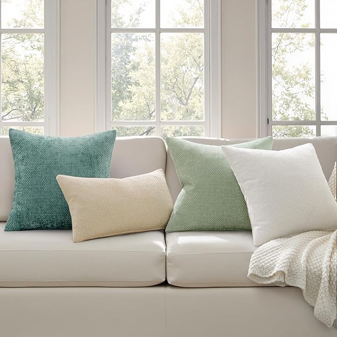 MIULEE Pack of 2 Couch Throw Pillow Covers 20x20 Inch Light Green Modern Boho - Image 3