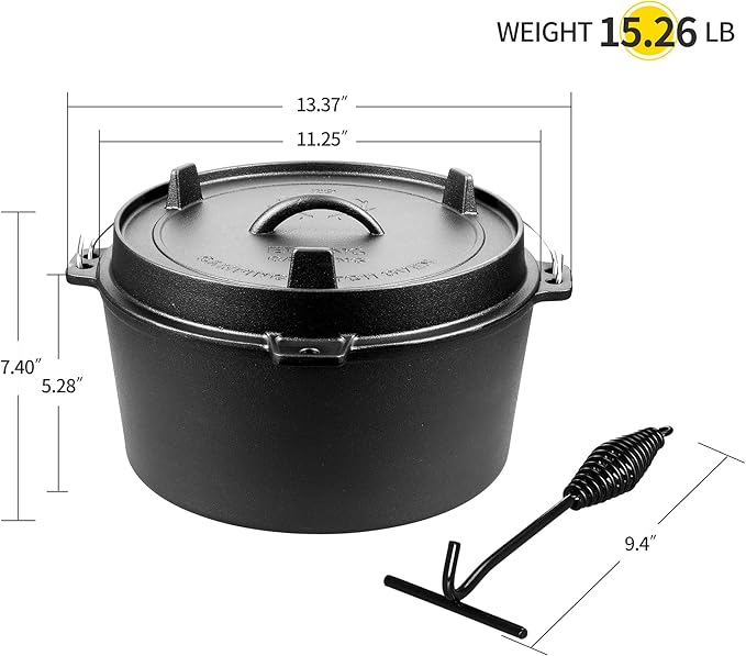 EDGING CASTING Pre-Seasoned Cast Iron Camping Dutch Ovens, Outdoor Camping - Image 2