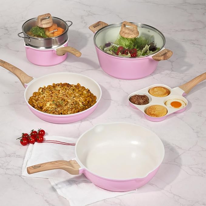 CAROTE 21 PCS Ceramic Cookware Set, Pots and Pans Set Non Stick, Pot and Pan Set - Image 8