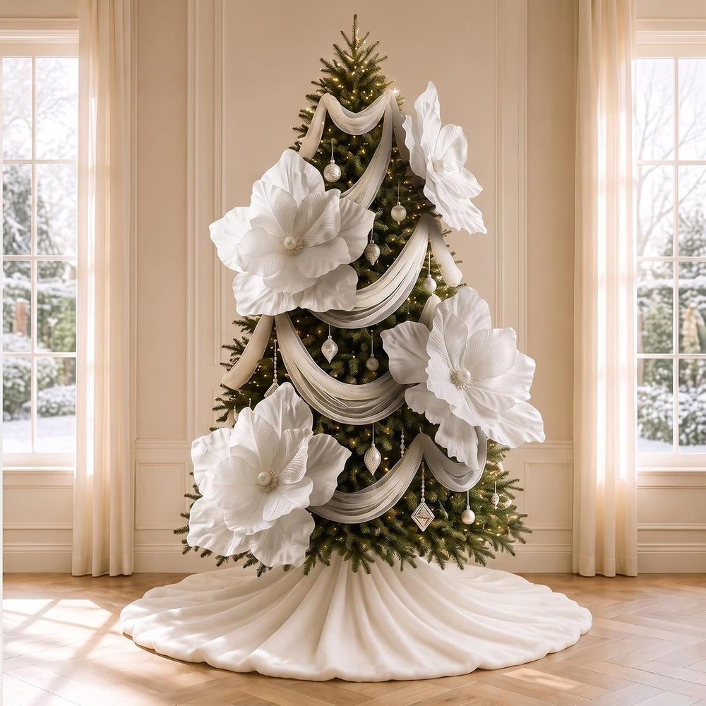 Norme 6 Pcs Large 20'' Christmas White Magnolia Flowers