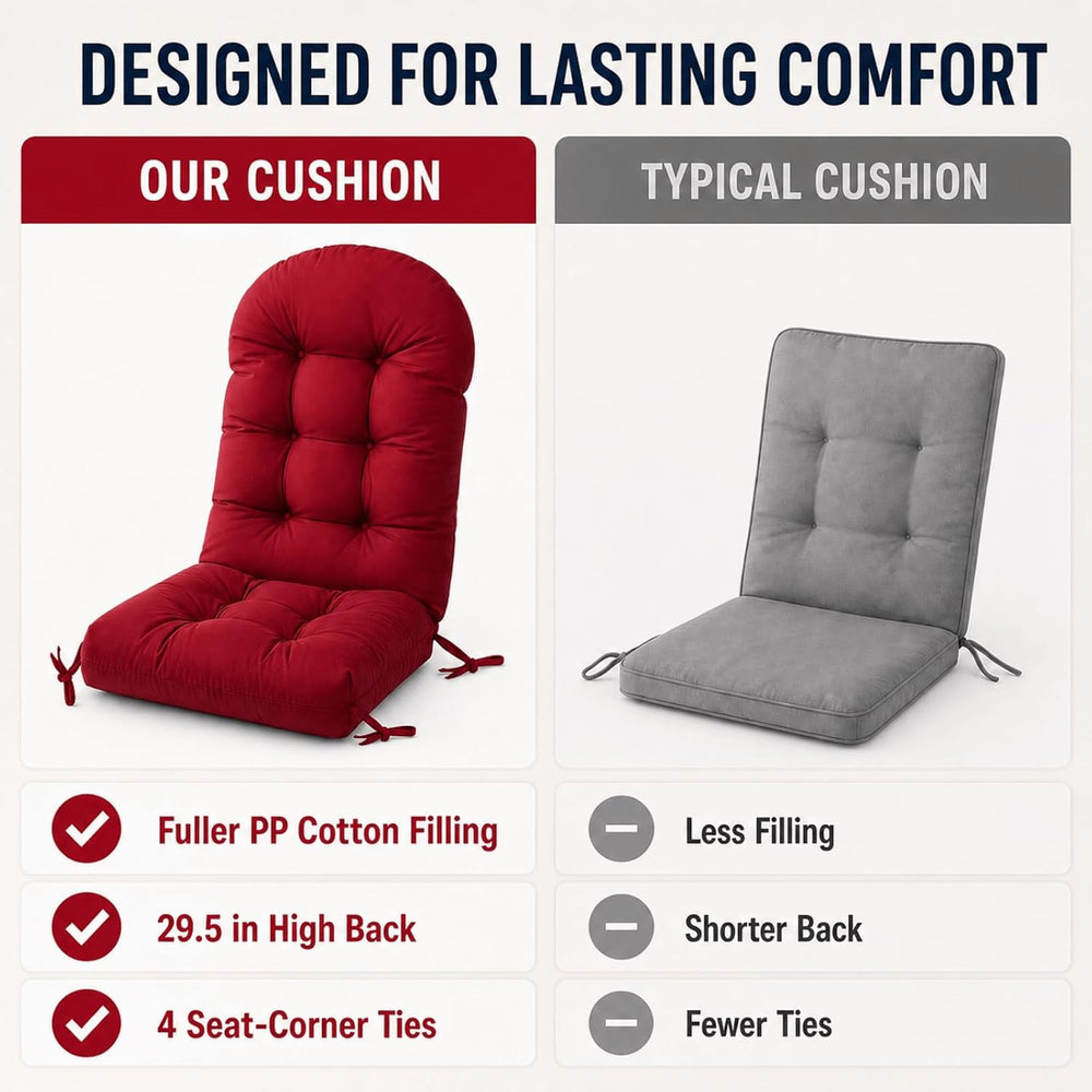 Rocking Chair Cushions Set of 2, Outdoor Thick Adirondack Chair Cushions, Hig...