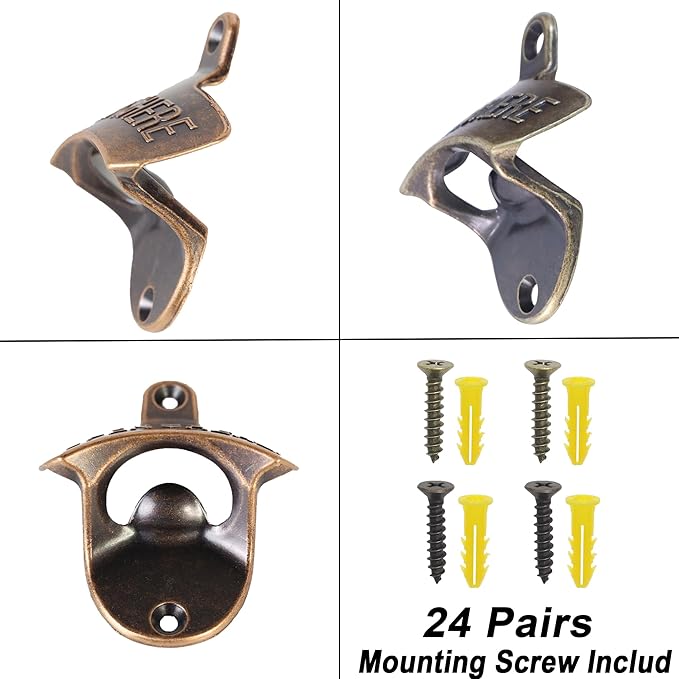 24 PCS Beer Opener Wall Mounted Bulk, Antique Copper Bronze Wall Bottle Opener - Image 4