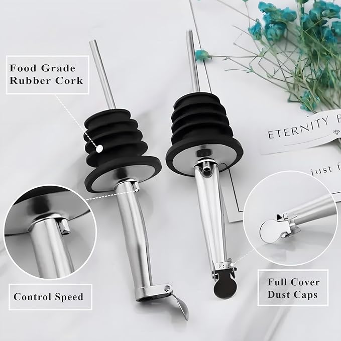 2 Pack Oil Pourers with Flip Top, Olive Oil Dispenser, Speed Pour Spouts - Image 3