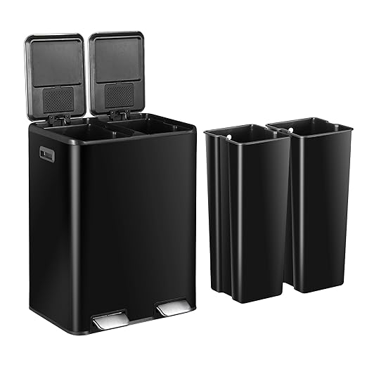SUPER DEAL Kitchen Trash Can, 16 Gallon 60L Dual Garbage and Recycling Can by Superdeal