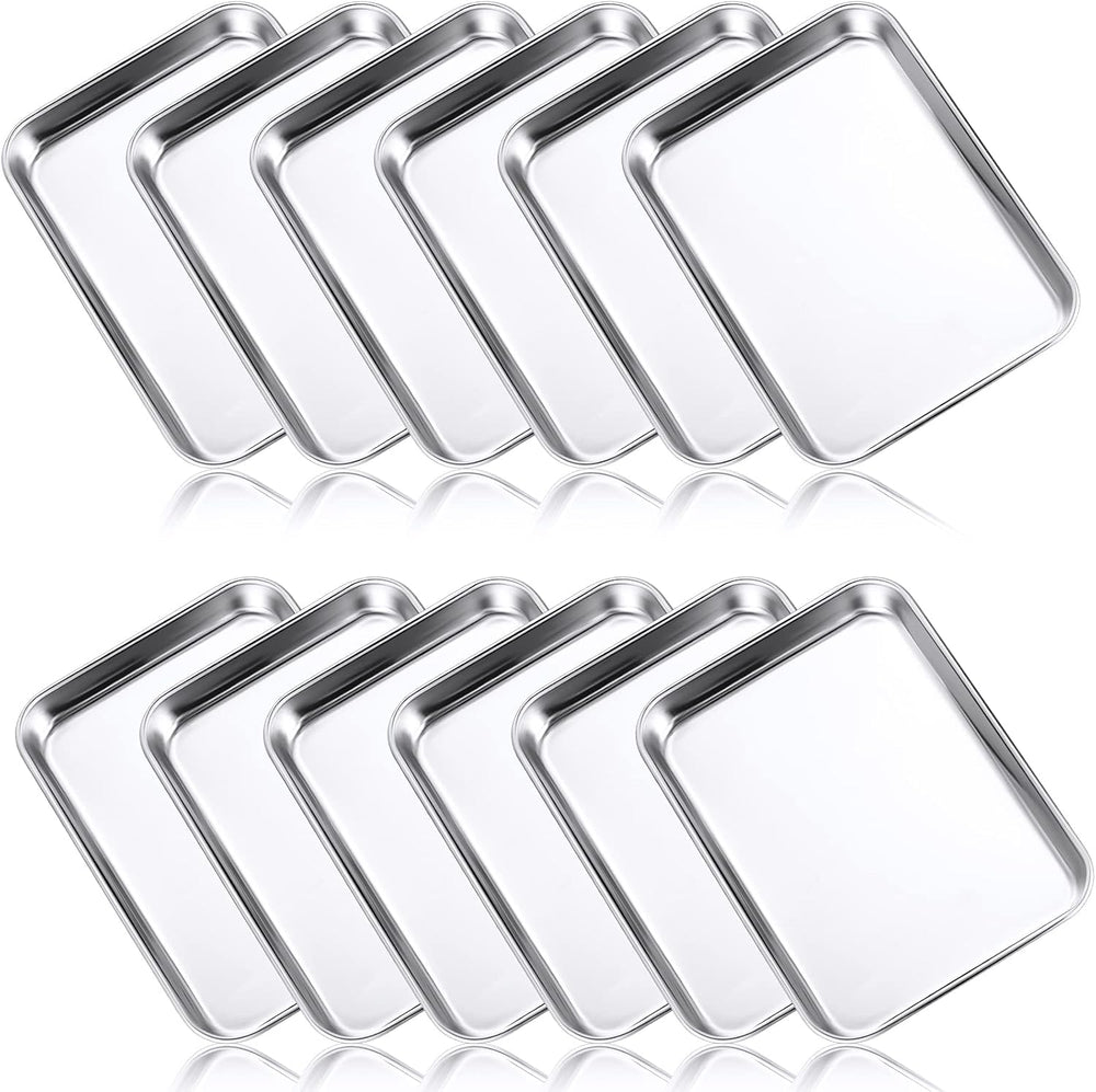 Mimorou 12 Pcs Baking Sheet Stainless Steel Cookie Small Metal Sheet Pans