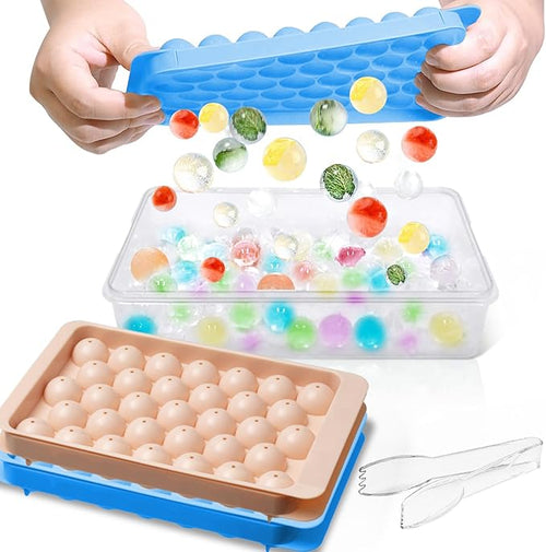 2 Pack Ice Cube Tray with Lid and Bin, Round Ice Cube Trays by WELKORCateringEquipment