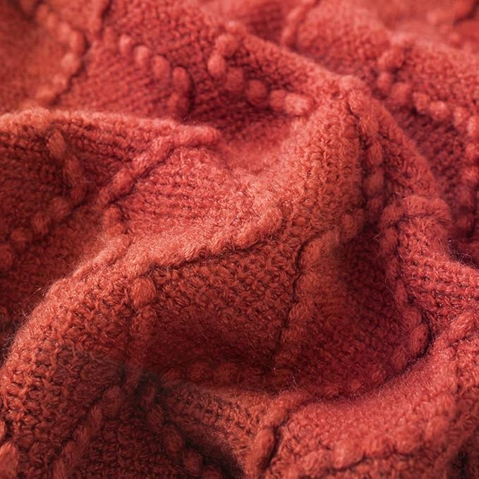 BOURINA Rust Throw Blanket 60x80 Inches Throw Textured Solid Soft Sofa Throw - Image 7