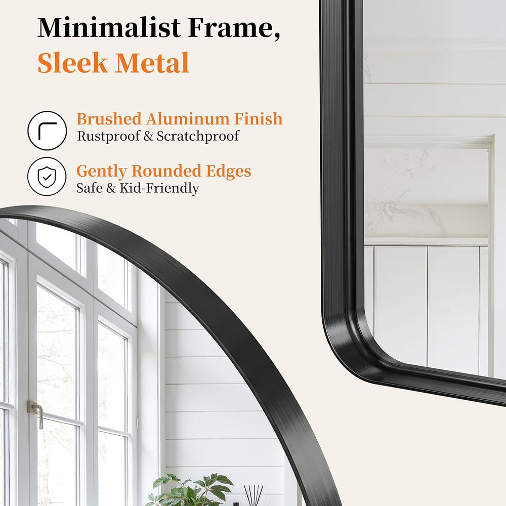 Arched Wall Mirror, 30"x40" Black Arched Mirror for Bathroom