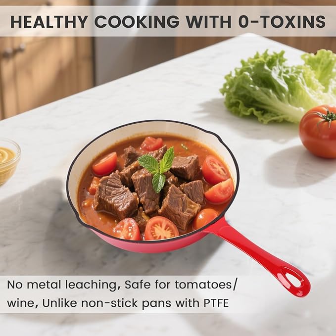 Hisencn Enameled Cast Iron Frying Pan Set, 3 Piece Set of 8''/9.5''/11'' - Image 5
