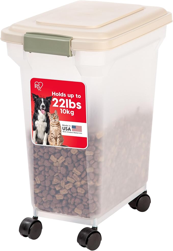 IRIS USA Airtight Dog Food Storage Container, WeatherPro, Removable Wheels by IRISUSA