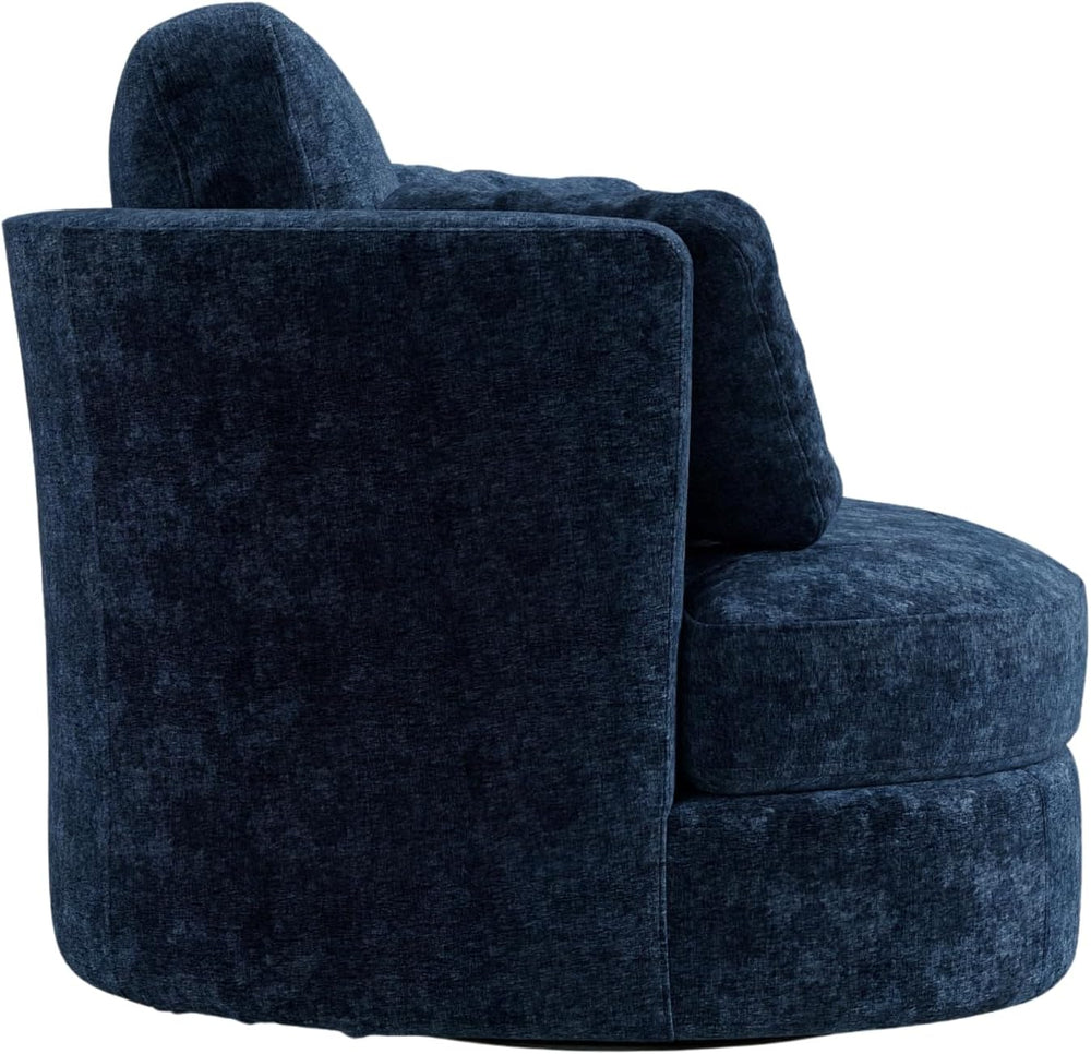 40.6''W Swivel Accent Barrel Chair, Chenille Upholstered Round Single...