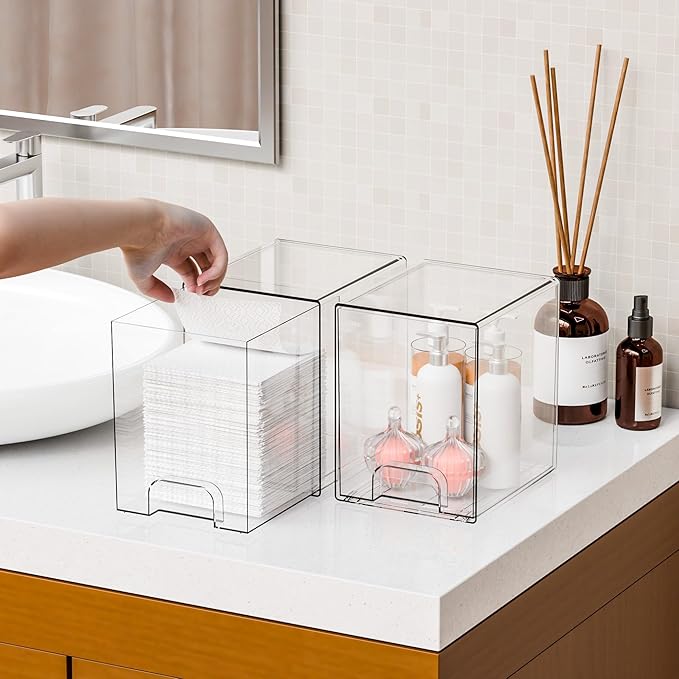 Yieach 2 Pack Clear Stackable Storage Drawers, 7.6" H Baby Bottle Organizer - Image 8