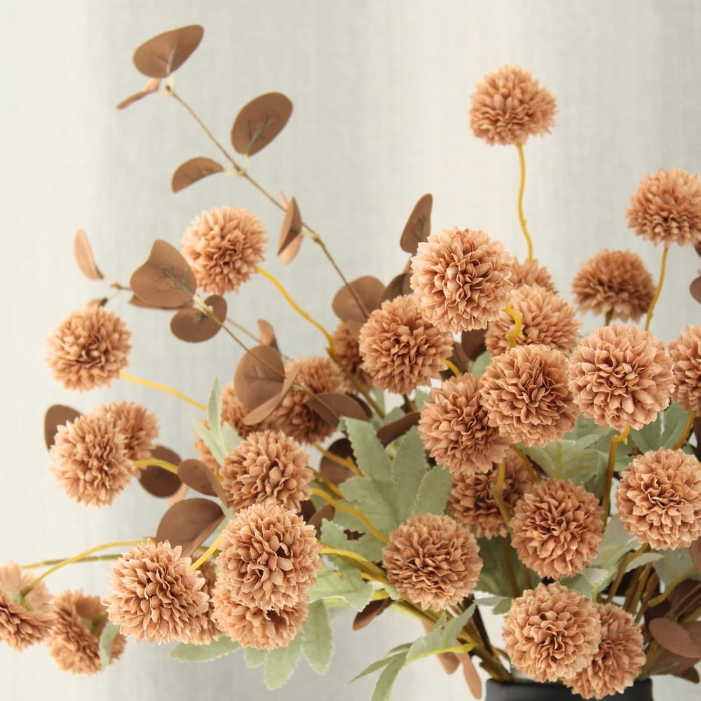 RyddeligHome Brown Mums Artificial Flowers Arrangement for Vases