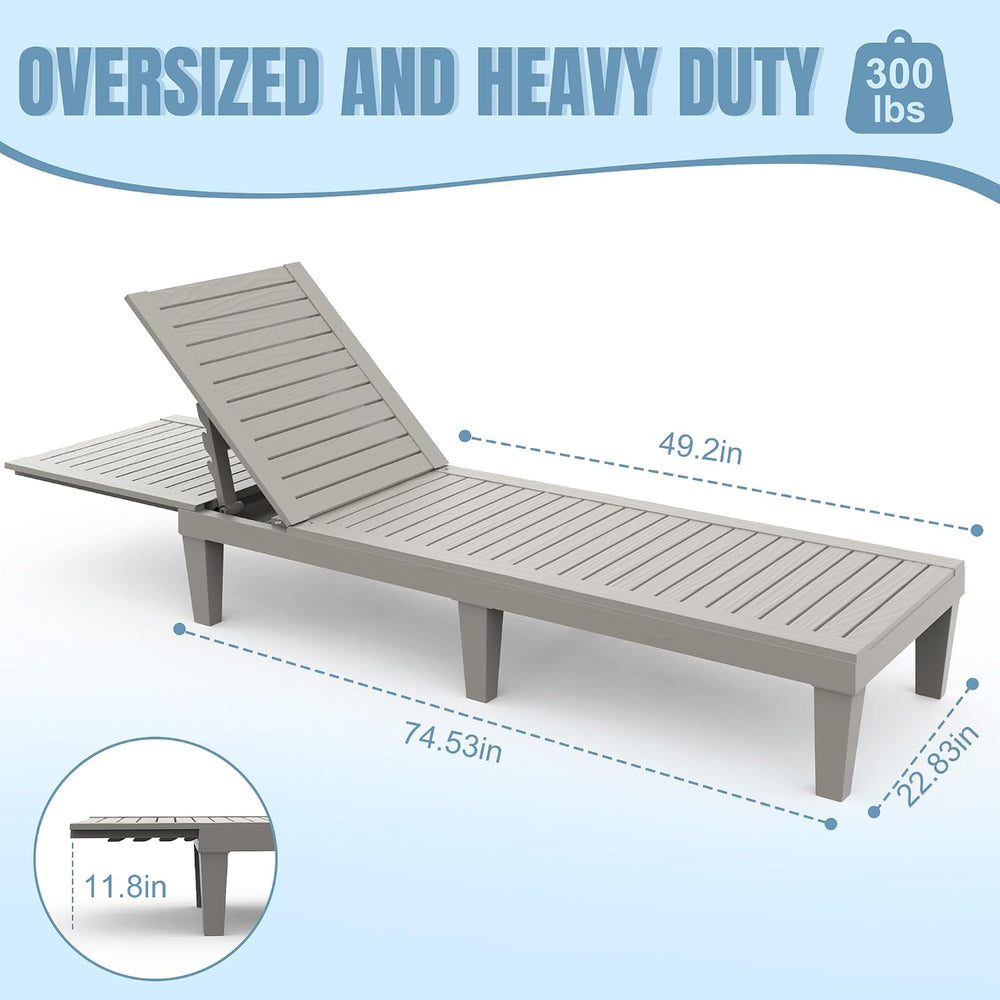 EFU Lounge Chair Outdoor,Set of 2 High-Impact PP Tanning Chairs