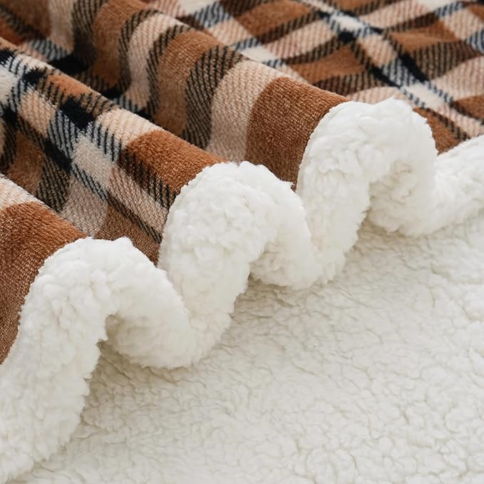PU MEI Sherpa Fleece Throw Blanket 60" x 80" Reversible Plush Fluffy Large Big - Image 6