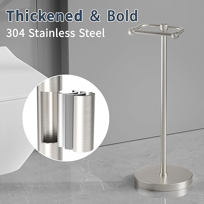 RARXTR Toilet Paper Holder Stand, Post Pivoting Design Free Standing Toilet - Image 5