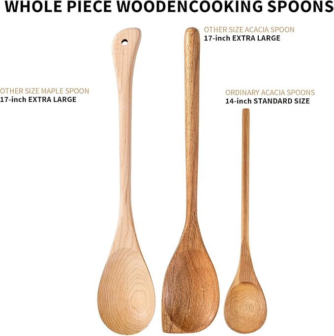 Wooden Spoonsfor Cooking 1PCS Acacia Wood Spoon 12.6" Wooden Utensils - Image 3