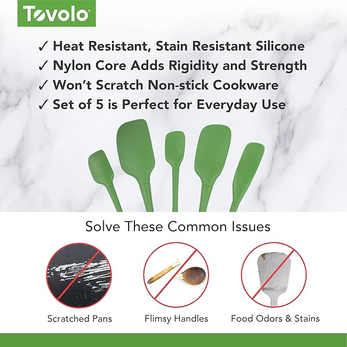 Tovolo Flex Core 5 Piece Silicone Spatula Set Heat Resistant All Silicone - Image 3