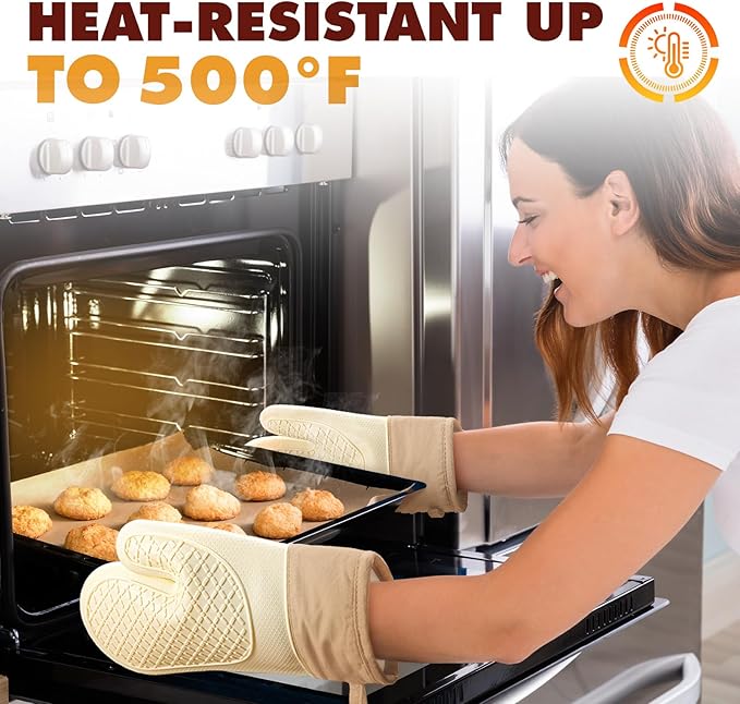 Silicone Oven Mitts, Waterproof Non Slip Grip Oven Gloves - Image 6