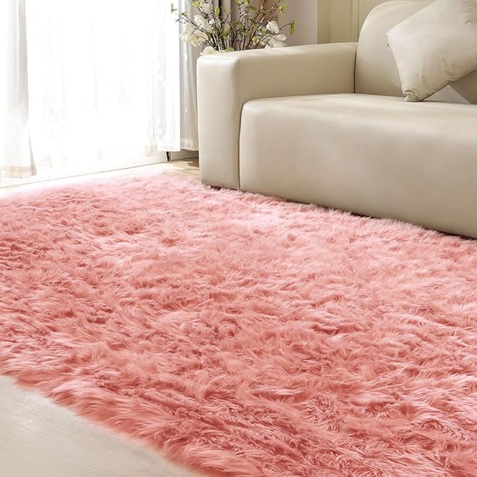 ORINOVA Pink Area Rugs 8x10 Shag Large Washable Rugs - Image 6