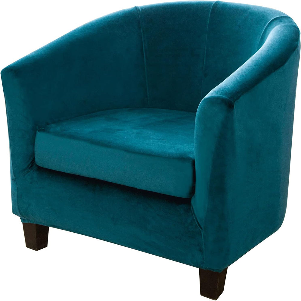 MIFXIN Tub Chair Slipcover 2-Piece Velvet Barrel Club Chair Covers with Cushi...