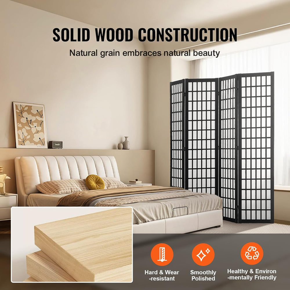 VEVOR Room Divider, 4 Panel Japanese Room Divider, Folding Privacy Screen