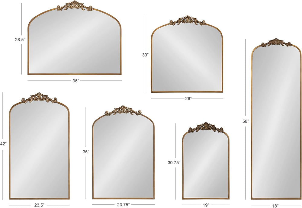 Kate and Laurel Arendahl Traditional Arch Mirror, 19 x 31 , Gold, Baroque Ins...