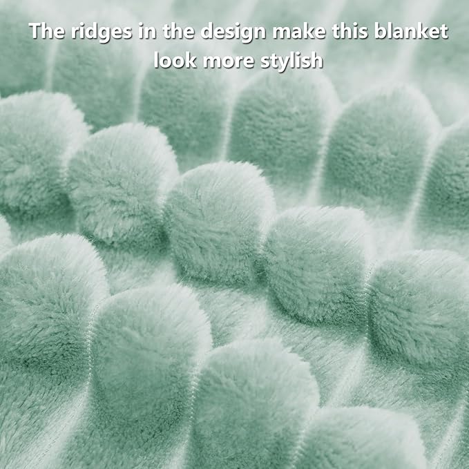 HIMEET Sage Green Ribbed Twin Blanket - Image 8