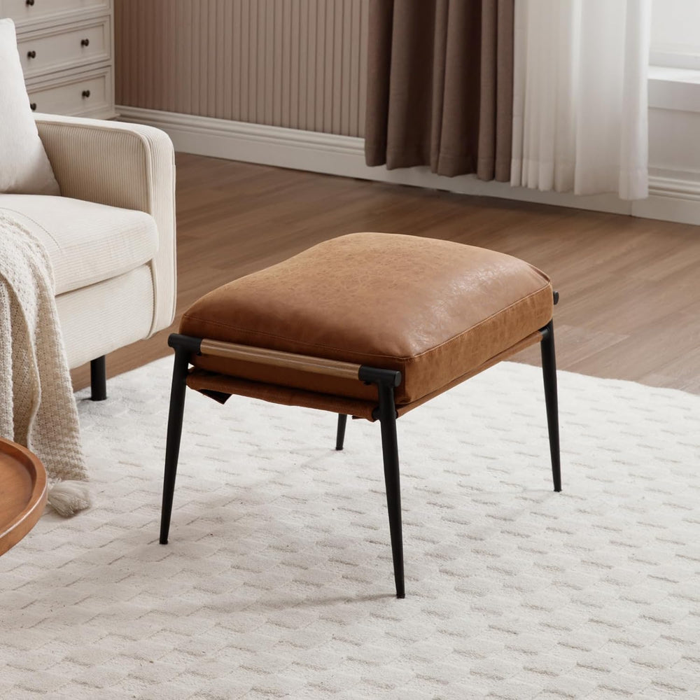 Ya-Home Mid-Century Ottoman, Soft PU Leather Entryway Bench Ottoman Foot Rest...