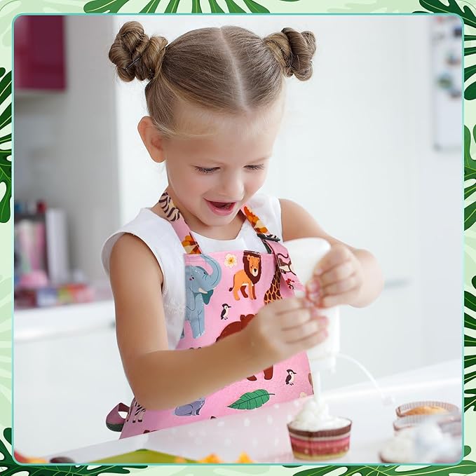 2 Pack Kids Apron, Cute Cooking Aprons, Waterproof Art Apron - Image 7