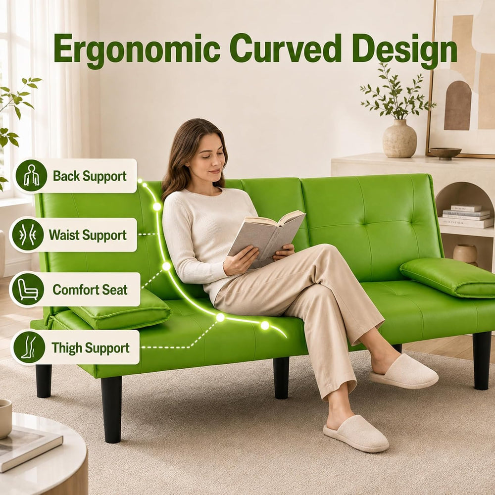 67"Modern Futon Sofa Bed,Convertible 3 in 1 Sleeper Bed Couches with Adj...