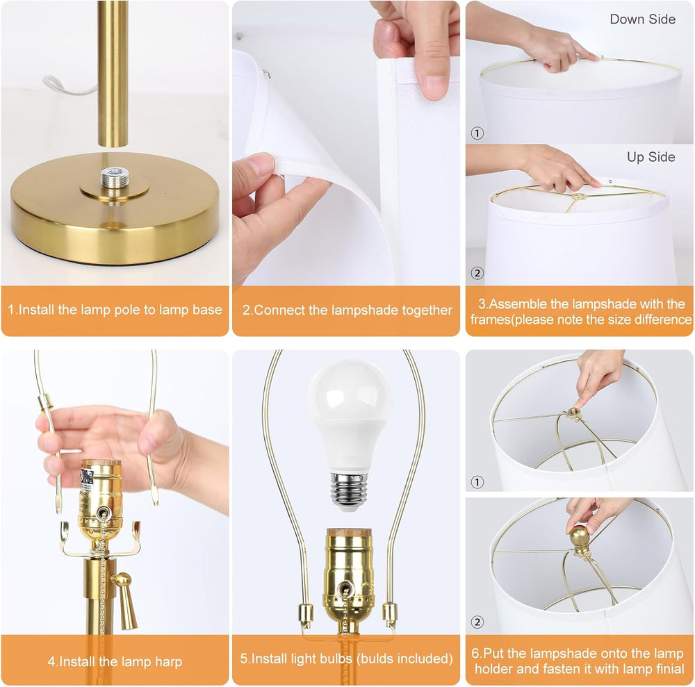 2 Pack 22"-30" Adjustable Height Table Lamps Set, Modern Gold Table...
