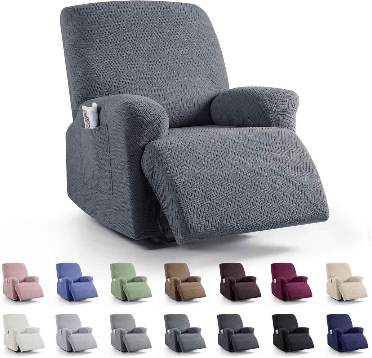 recliner chair covers, stretch reclining cover, dark gray, main product view