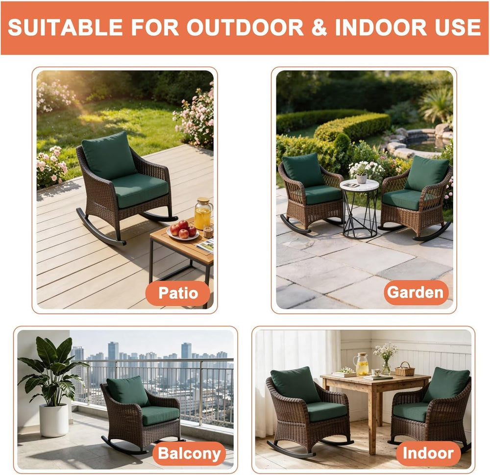 Outdoor Deep Seat Cushions Set of 2, 25x25 Inch, Teal Green