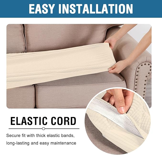 H.VERSAILTEX Super Stretch Individual Seat Cushion Covers Sofa Covers Couch - Image 5