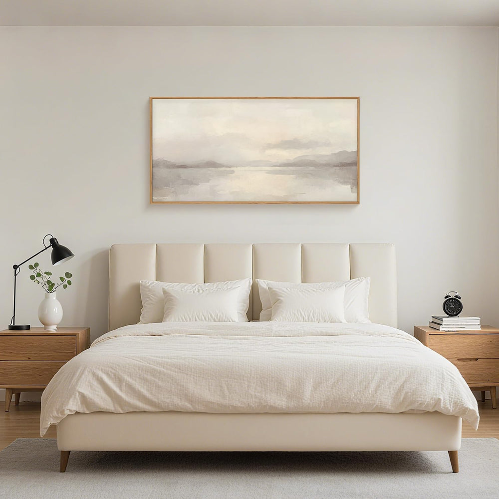 LHIUEM Large Abstract Neutral Beige Pastel Framed Canvas Wall Art,Modern Wate...