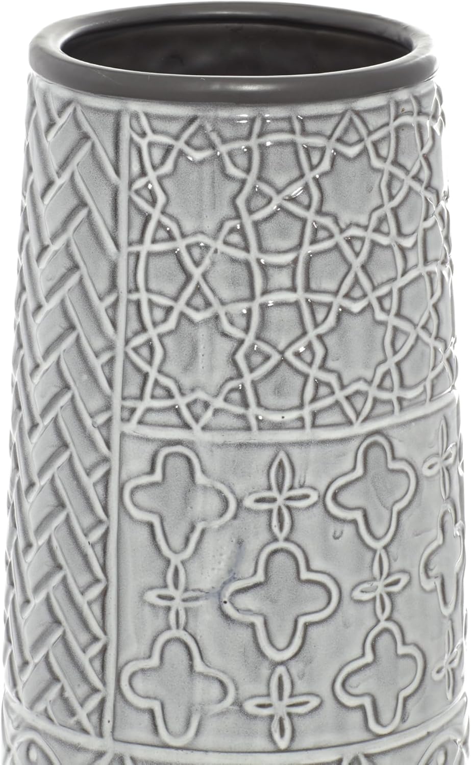 Deco 79 Ceramic Decorative Vase Slim Engraved Patterned Centerpiece Vase, Flo...
