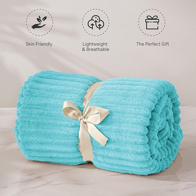 BEDELITE Fleece Throw Blanket for Couch – 3D Ribbed Jacquard Soft and Warm - Image 4
