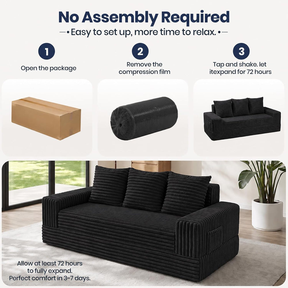 2-in-1 Convertible Sofa Bed, 70" Boneless Couch
