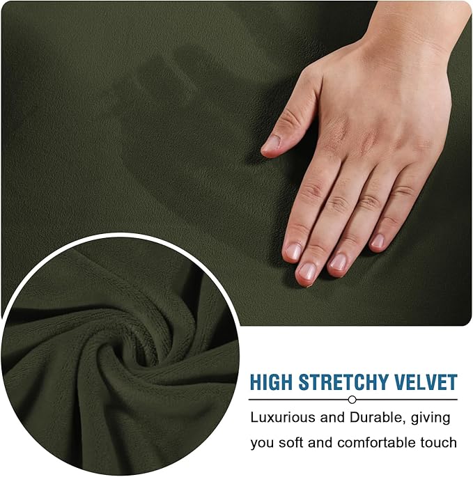 H.VERSAILTEX Modern Velvet Plush 4 Piece High Stretch Sofa Slipcover Furniture - Image 5
