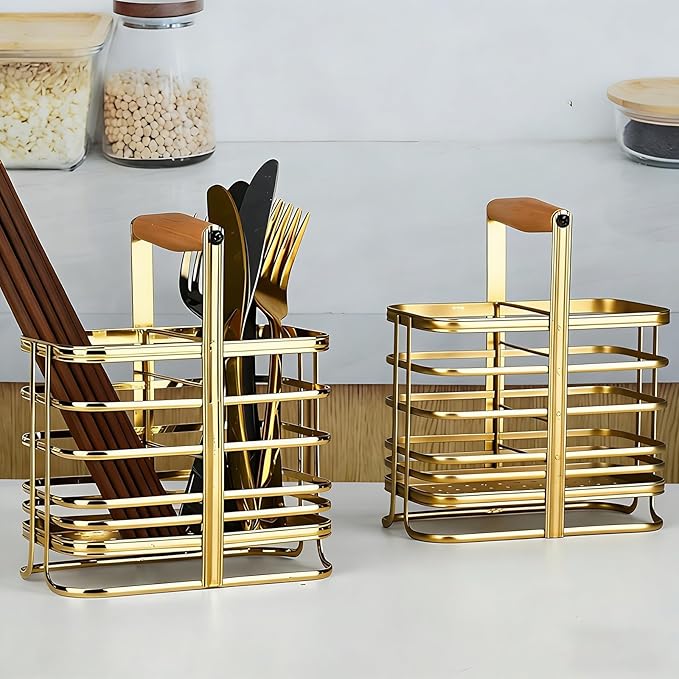 Caliamary Utensil Holder, Stainless Small Stainless Steel Cutlery Drainer Caddy - Image 3
