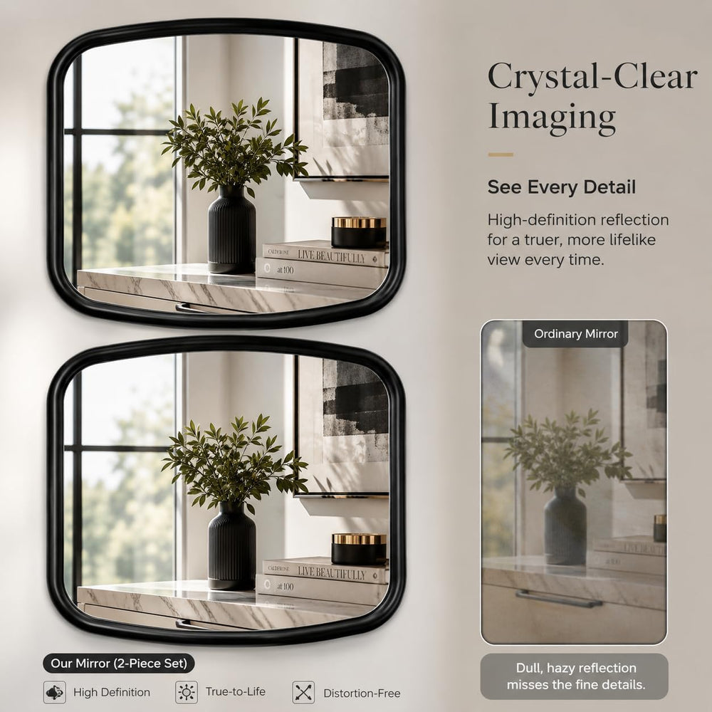 2 Pack Rounded Square Wall Mirror, 10"x12" Metal Framed Decorative ...