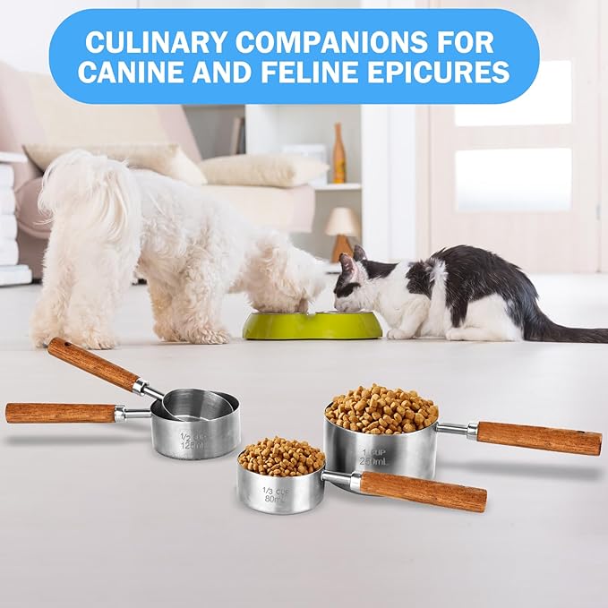 4 Pcs Dog Food Scoop Measuring-Cup, 1 Cup, 1/2 Cup, 1/3 Cup, 1/4 Cup, Stainless - Image 7