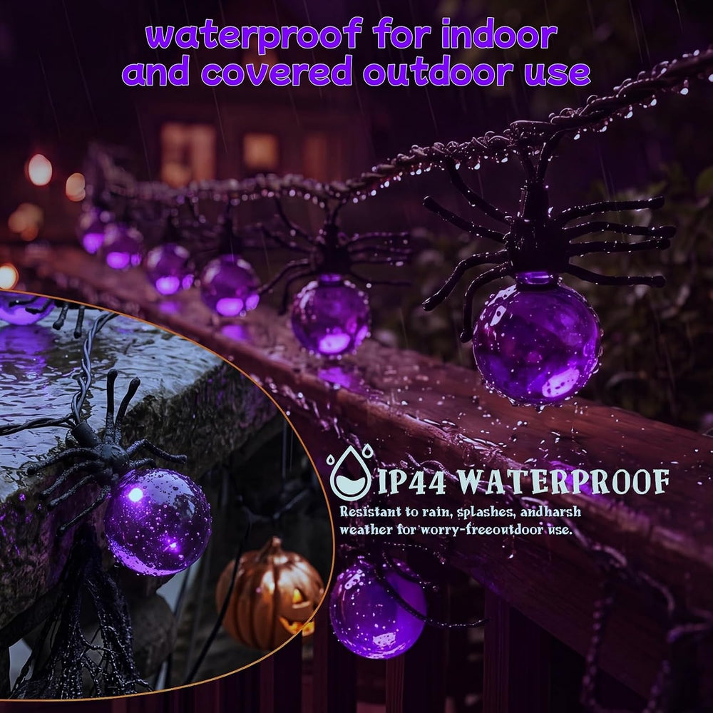 Halloween Lights Outdoor/Indoor,20FT 40LED Purple Spider String Lights