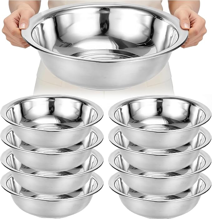 8 PCS Stainless Steel Mixing Bowls 13 Inch 8 Qt Extra Large Metal Basin by YEXEXINM