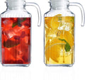 Glass Pitcher with Lid – Set of 2 Glass Water Pitcher 55Oz – Cold Carafe by Marbelous